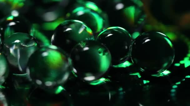 Hydrogel Balls Holographic Surface Close Macro Footage — Stock Video