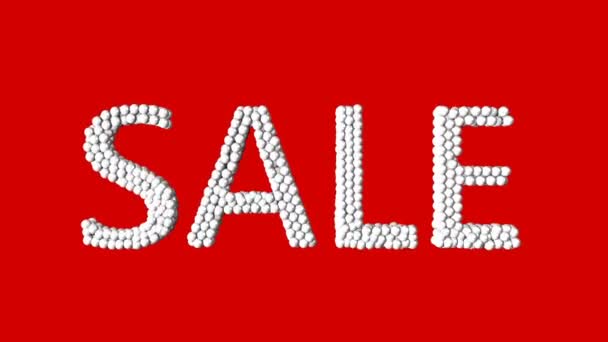 Sale Text Many Red White Balls Animation Green Screen Footage — Stock Video