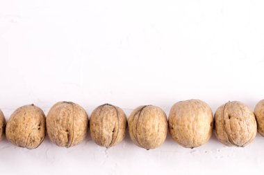 Ceviz beyaz dokulu yüzeyi. Yakın çekim.