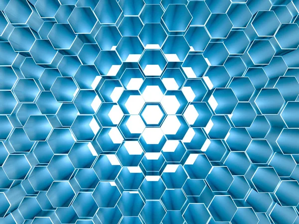 Abstract blue hexagon geometric background 3D.