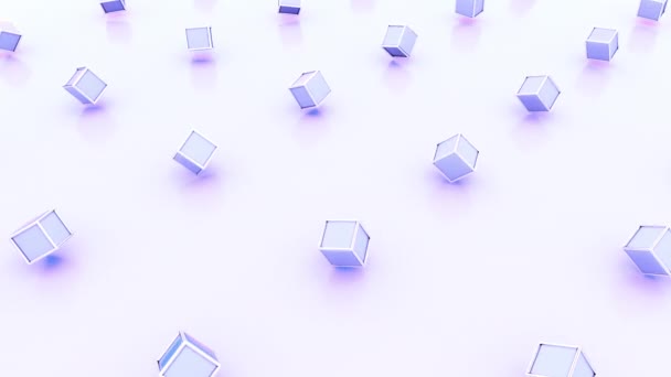 Abstrait Géométrique Pastel Cubes Rotatifs Sur Fond Blanc Animation — Video