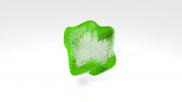 Cubo Verde Líquido Abstracto Con Ondas Animación Render Etiqueta Pie — Vídeo de stock