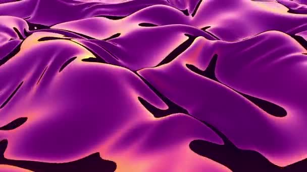 Abstract animation of liquid gold and violet metal. Waves with color reflection — Stock Footage Abstract Animation Liquid Gold Violet Metal Waves Color Reflection Video Clip