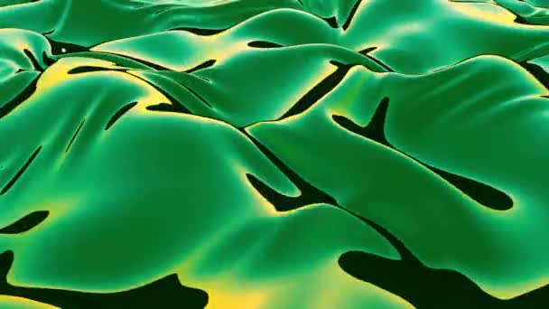 Абстрактная Анимация Жидкого Зеленого Металла Волны Отражением Цвета — стоковое видео