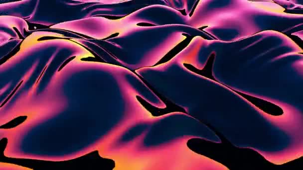 Abstract Animation Liquid Gold Violet Metal Waves Color Reflection — Stock Video