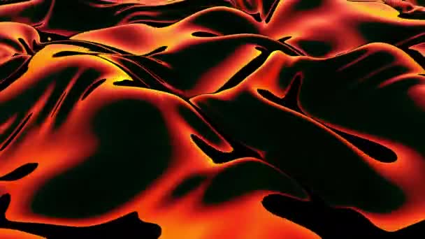 液体红色和金金属的抽象动画 带彩色反射4K 的波浪 — 图库视频影像