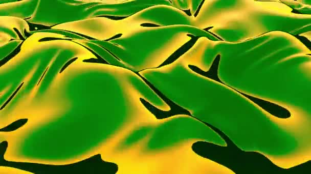 Abstracte Animatie Van Vloeibare Groene Metaal Golven Met Kleur Reflectie — Stockvideo