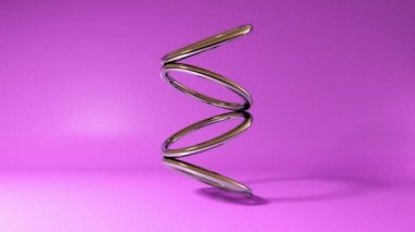 Soyut 3d altın yüzük turlar mor arka plan üzerinde döner. animasyon film 4k kesintisiz döngü.