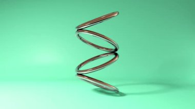 Soyut 3d altın yüzük turlar yeşil arka plan üzerinde döner. animasyon film 4k kesintisiz döngü.