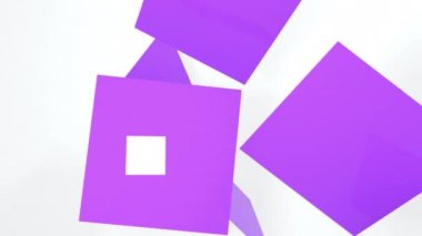 Soyut 3d animasyon uçan mor küp. 4 k sorunsuz döngü görüntüleri.