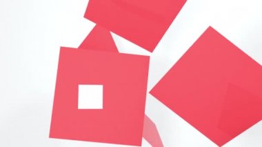 Kırmızı küp uçan soyut 3d animasyon. 4 k görüntüleri.