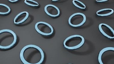 3d mavi torus karanlık yüzey üzerinde döner. Soyut yaratıcı 4k sorunsuz döngü animasyon.