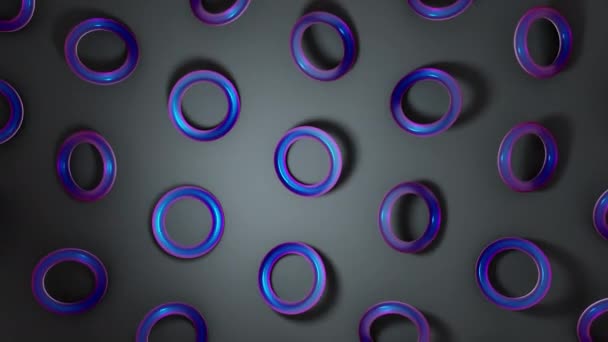 紫色玻璃圆环在黑暗的表面旋转 抽象创意4K 无缝循环动画 — 图库视频影像