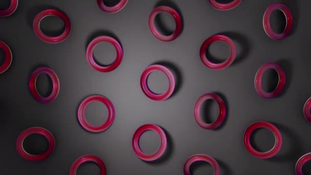 Rode Glas Torus Draaien Donkere Ondergrond Abstract Creatieve Naadloze Loops — Stockvideo