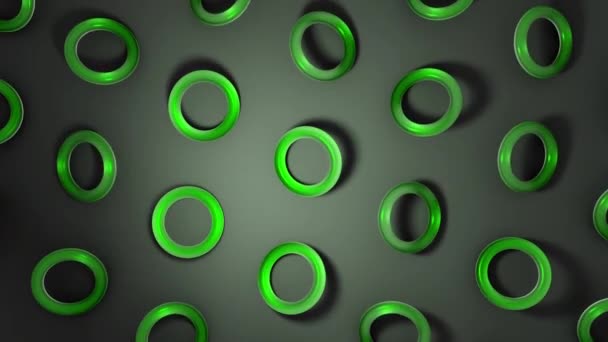 Grüner Glastorus Der Auf Dunkler Oberfläche Rotiert Abstrakte Kreative Nahtlose — Stockvideo