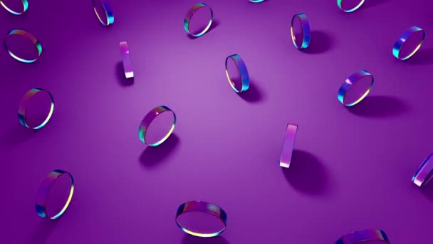 Computador Renderização Vidro Cristal Objetos Redondos Girando Sobre Fundo Roxo — Vídeo de Stock