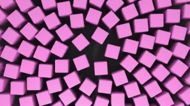 Farklı renkler 3d küp animasyon döner kümesi. Üstten Görünüm 4k sorunsuz döngü şekiller arka plan görüntüleri.