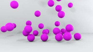 Küme düşen farklı renk topları. 3D 4 k animasyon.