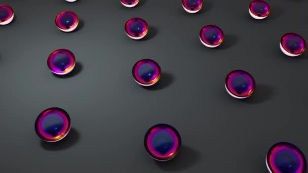Set Von Verschiedenen Farben Rotierenden Glasformen Geschnitten Kugeln Nahtlose Schleifenanimation — Stockvideo