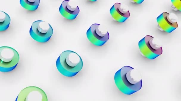 Setzen Verschiedene Holographische Farben Formen Objekt Rotierenden Nahtlose Schleifenanimation — Stockvideo