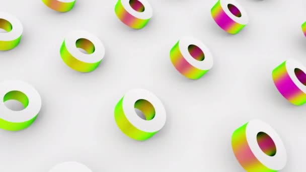 Set Different Holographic Colors Shapes Rotating Seamless Loop Animation Footage — Stock Video