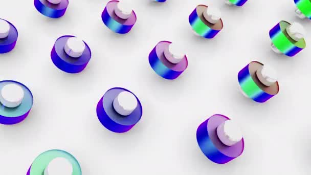 Setzen Verschiedene Holographische Farben Formen Objekt Rotierenden Nahtlose Schleifenanimation — Stockvideo