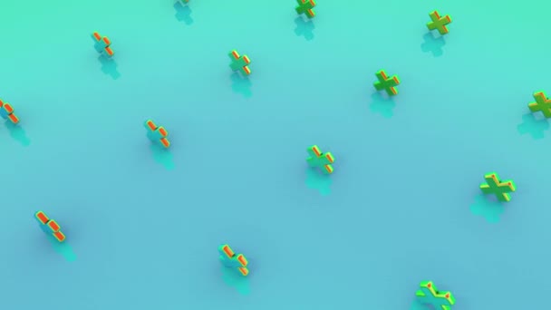 Абстрактний Рендеринговий Хрест Літає Різних Голографічних Кольорах Анімація Безшовні Петлі — стокове відео