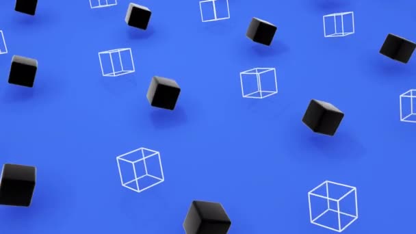 さまざまな3D 立方体の色の形のセット アニメーションによるフッテージのループ — ストック動画