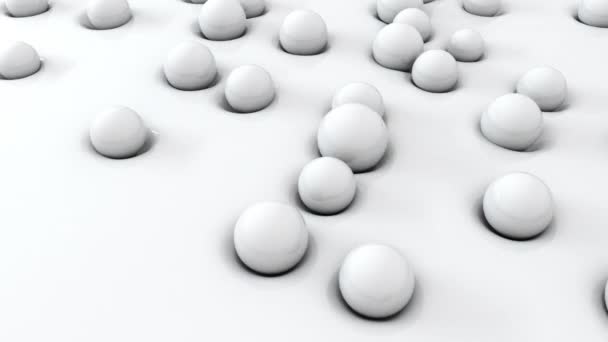 La 3D abstraite forme des boules sur une surface douce. Lot de 5 couleurs différentes. Vidéo d'animation en boucle sans couture 4K .