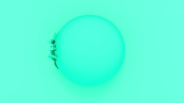 Pastel arka planda soyut nane topu patlama. 3D şekiller geometrik bilgisayar animasyonu render. 4k döngü görüntüleri.