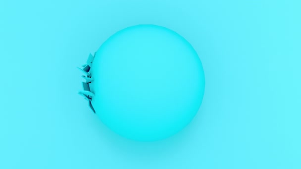 Abstracte Blauwe Bal Explosie Pastel Achtergrond Vormen Geometrische Computer Animatie — Stockvideo