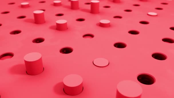 Shapes Cylinder Flying Intro Holes Red Pastel Colors Seamless Loop — Stock Video