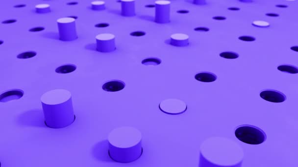 Тривимірний Циліндр Літає Вхідними Отворами Фіолетових Пастельних Тонах Безшовна Анімація — стокове відео