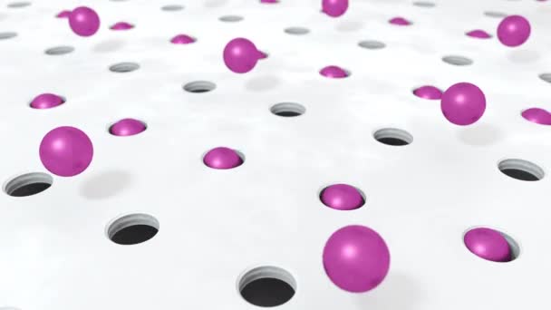 抽象紫罗兰色背景3D 塑造球在孔飞行 动画循环素材 — 图库视频影像