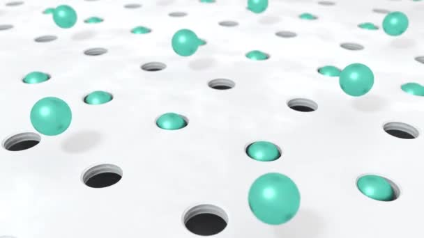 抽象绿松石背景3D 形状球在孔 动画循环素材 — 图库视频影像