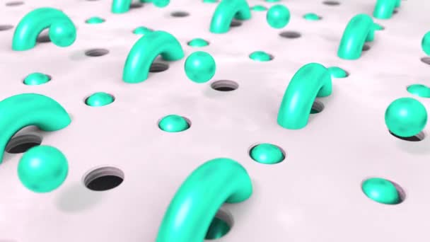 抽象绿松石背景3D 形状球在孔 动画循环素材 — 图库视频影像
