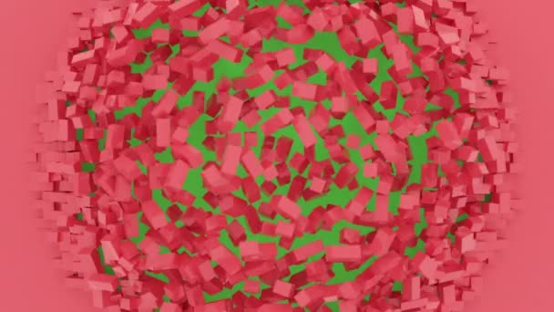 Abstracto Explosión Rojo Poligón Formas Animación Con Pantalla Verde Imágenes — Vídeos de Stock