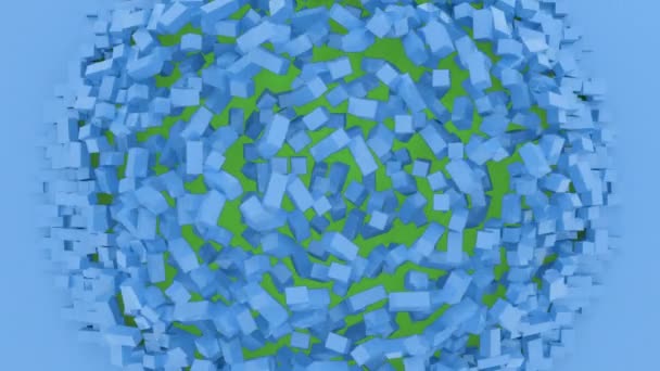 Abstract Explosion Blue Poligon Vormen Animatie Met Groen Scherm Computer — Stockvideo