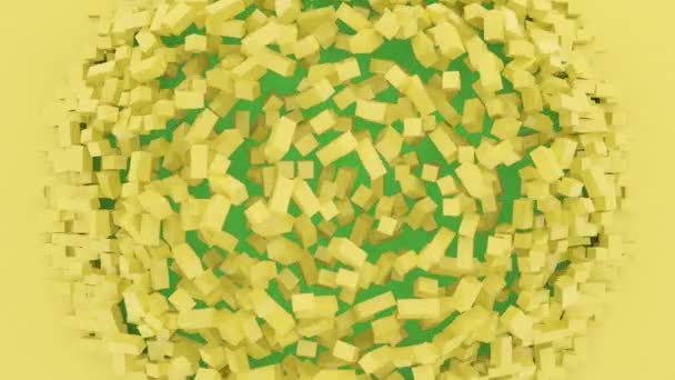 Abstrakte Explosion Gelb Poligon Formt Animation Mit Grünem Bildschirm Computer — Stockvideo