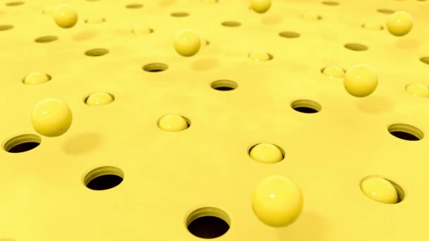 Abstract Shapes Yellow Balls Flying Holes Different Pastel Colors Computer — Stock Video