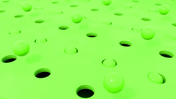 摘要3D 形状的绿色球在不同的柔和颜色的孔飞行 计算机渲染循环动画 — 图库视频影像