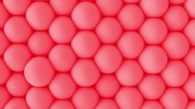 Soyut 3D şekiller yumuşak kırmızı topları duvar animasyon. 4k döngü görüntüleri.