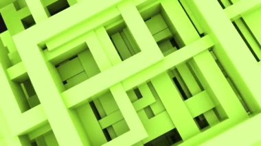 Soyut 3D şekiller çizgiler ve farklı renklerle kareler. 4k döngü render animasyon görüntüleri.