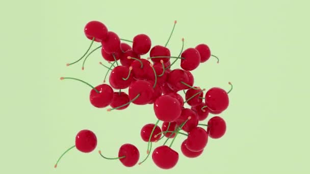 Abstrait Rendu Cerise Rouge Volant Sur Différents Fonds Pastel Animation — Video