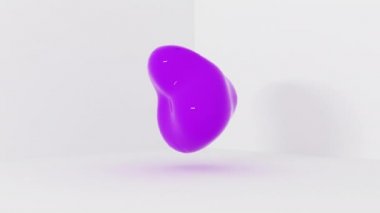 3d farklı renklersıvı topları beyaz iç odada uçan. 4k animasyon. Sorunsuz döngü.