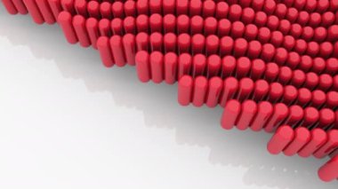 Soyut 3d silindir cam beyaz surfece uçan. 4k şekiller animasyon görüntülerini oluşturur. Sorunsuz döngü.