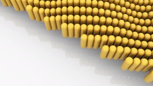 Abstrakte Zylinder Fliegen Auf Glas Weißen Surfece Formen Rendern Animationsmaterial — Stockvideo