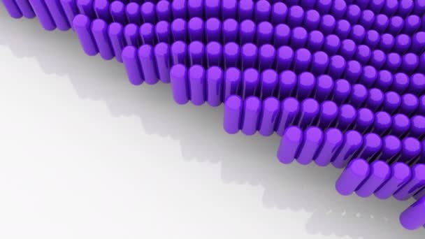 Abstrakte Zylinder Fliegen Auf Glas Weißen Surfece Formen Rendern Animationsmaterial — Stockvideo