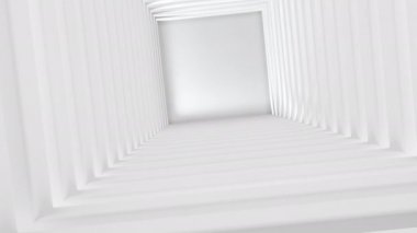 Işık etkisi uçan soyut 3d kare koridor. 4k animasyon görüntü oluşturma. Farklı renkler kümesi.
