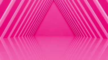 Işık efekti ve kamera hareket ile soyut 3d üçgen koridor. 4k animasyon görüntü oluşturma. Farklı renkler kümesi.